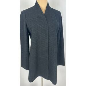 Eileen Fisher Size Petite Small Black Honeycomb High Mock Neck Overcoat Timeless